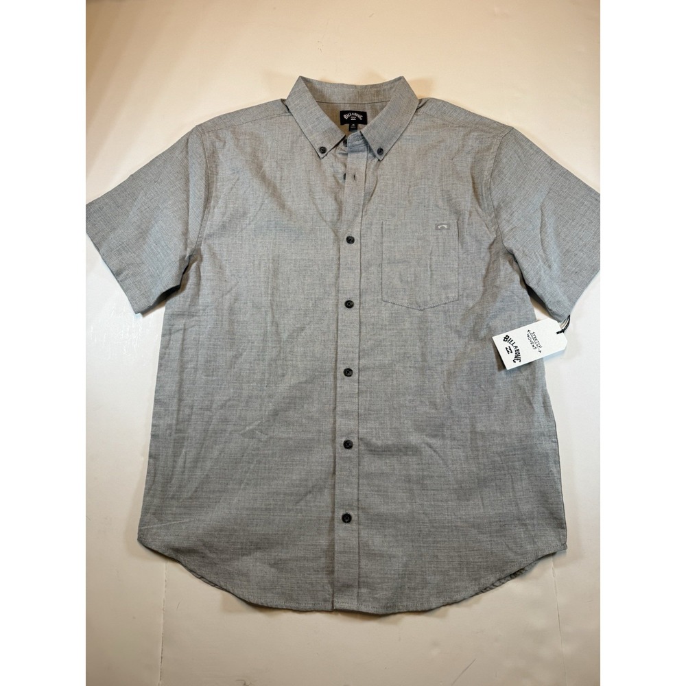 Billabong All Day Stretch Woven Button Up Shirt Men's‎ Medium Gray SS NWT